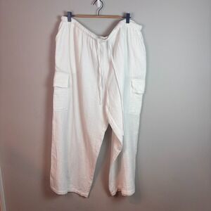 swimsuits for all Womens 100% Cotton White Gauzy Crop Beach Pants 22/24 summer